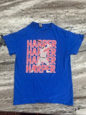 Philadelphia Phillies Bryce Harper Tee Shirt Royal Blue Adult Size Small